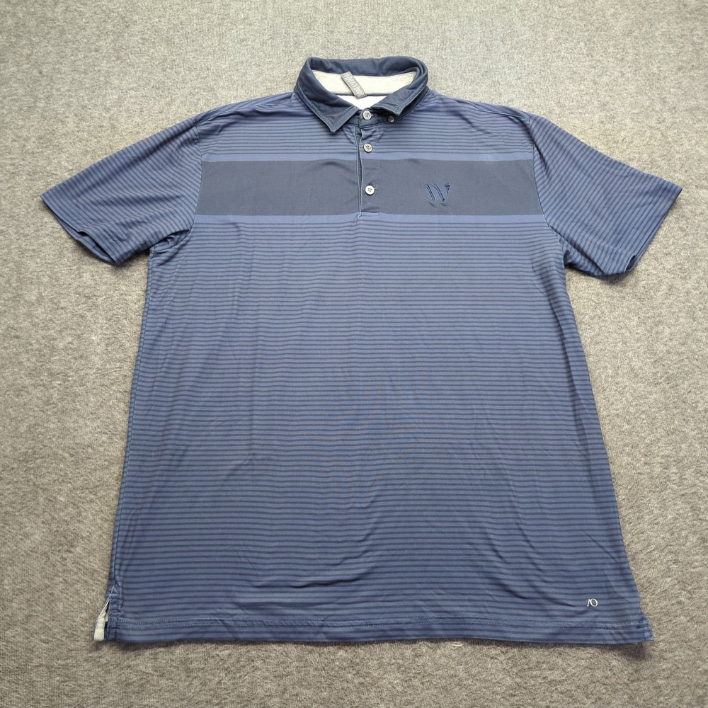 Anderson Ord Shirt Mens Large Blue‎ Striped Performance Stretch Logo Casual